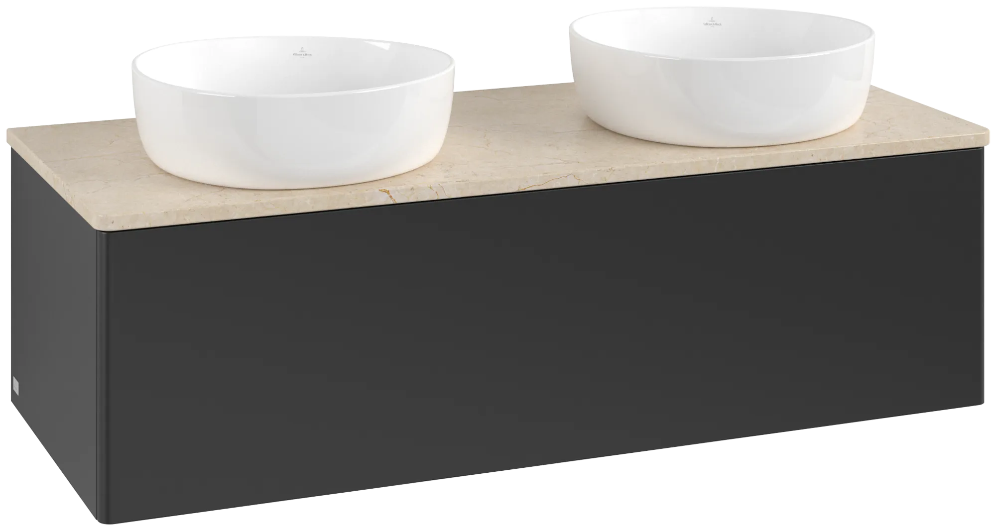 Bild von VILLEROY BOCH Antao Waschbeckenunterschrank, 1 Auszug, 1200 x 360 x 500 mm, Front ohne Struktur, Black Matt Lacquer / Botticino #K35013PD
