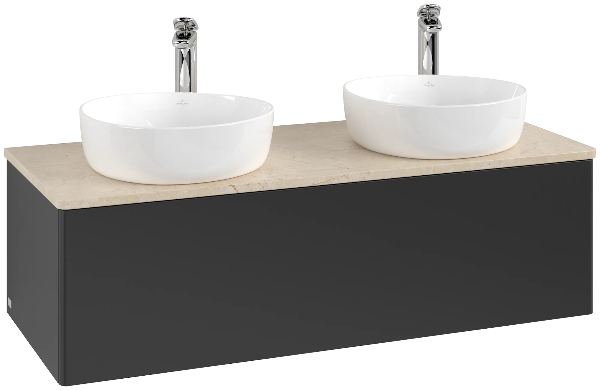 Bild von VILLEROY BOCH Antao Waschbeckenunterschrank, 1 Auszug, 1200 x 360 x 500 mm, Front ohne Struktur, Black Matt Lacquer / Botticino #K35053PD