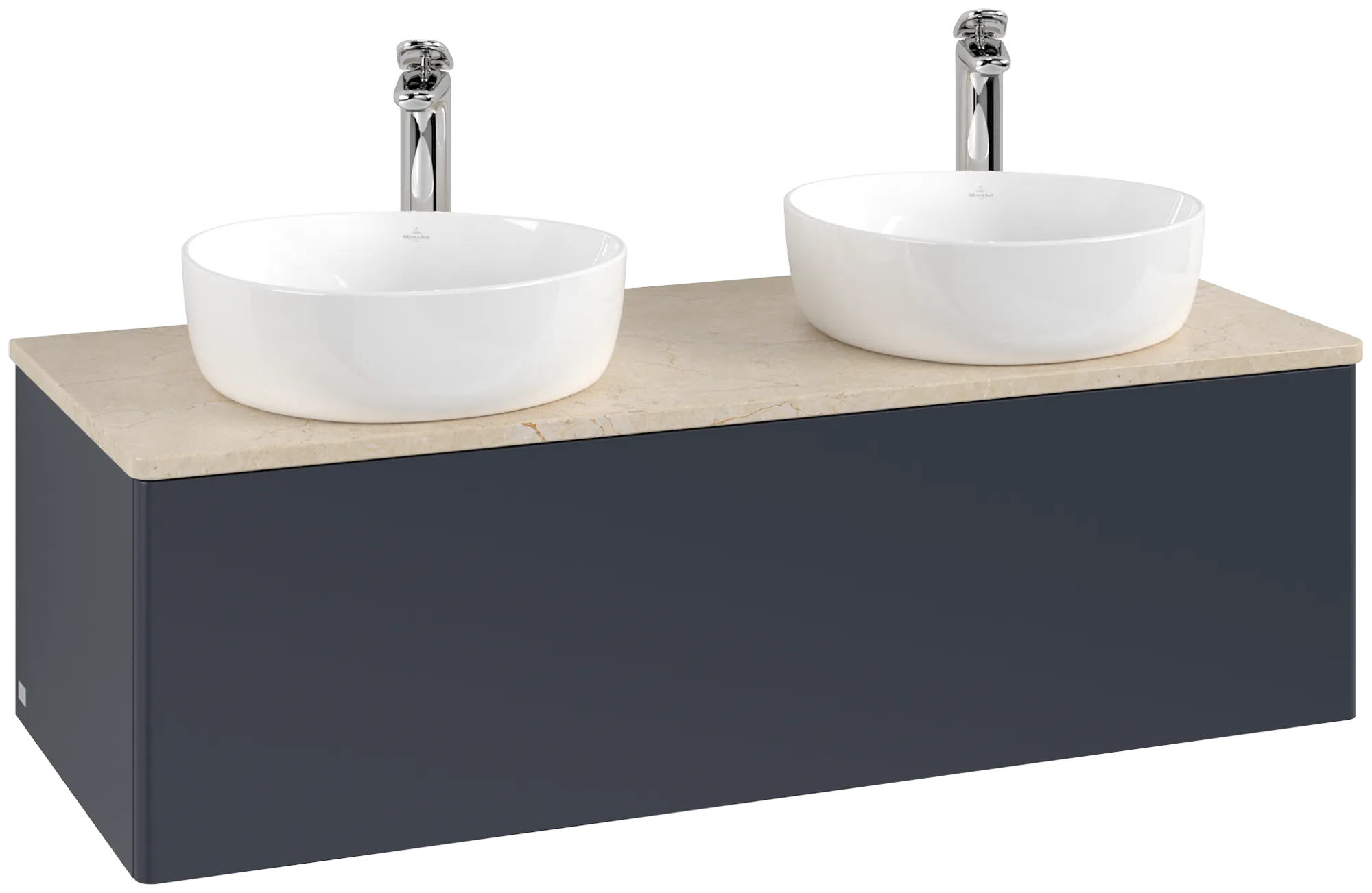 Obrázek VILLEROY BOCH Antao Vanity unit, 1 pull-out compartment, 1200 x 360 x 500 mm, Front without structure, Midnight Blue Matt Lacquer / Botticino #K35053HG