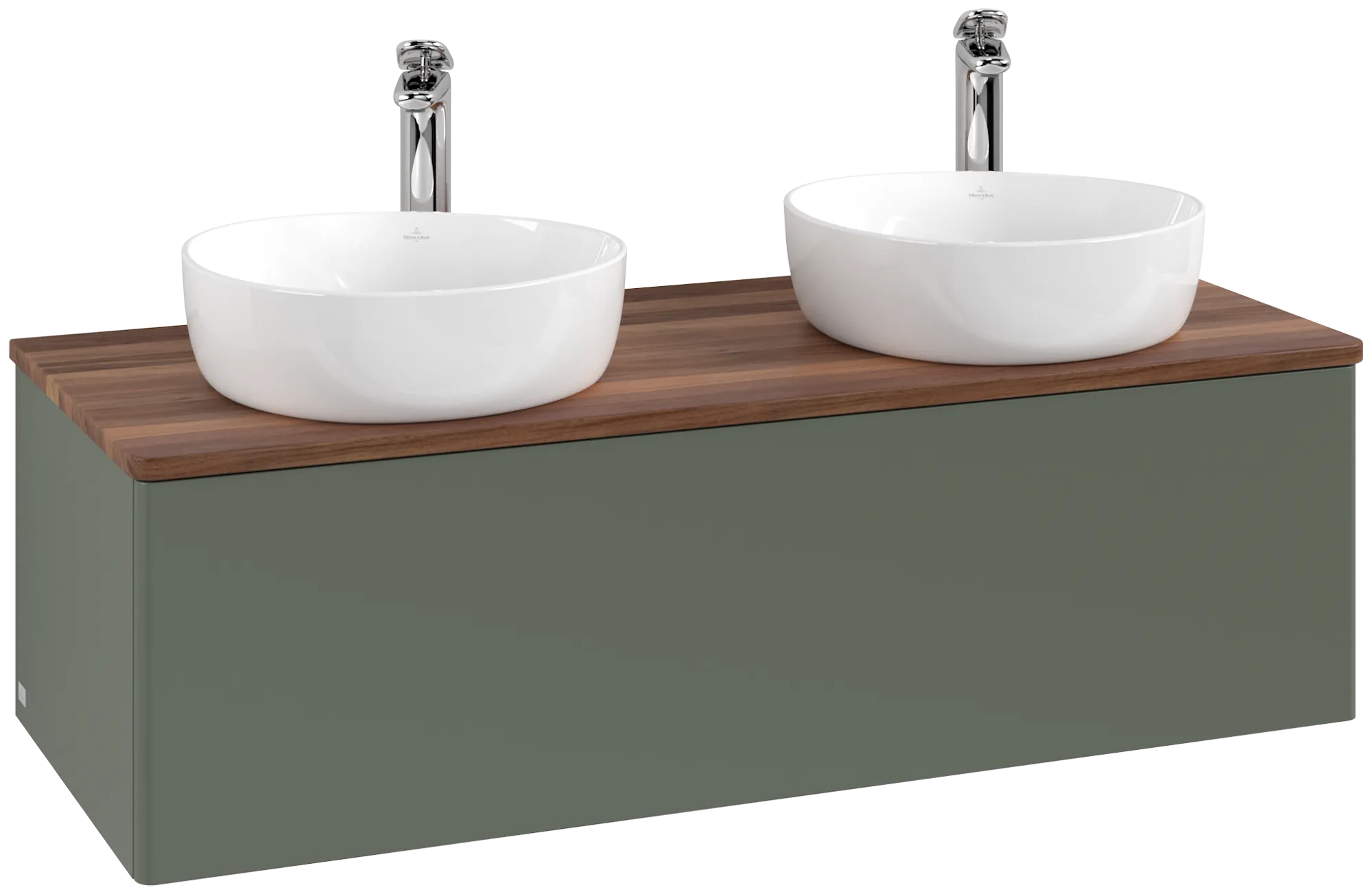 Bild von VILLEROY BOCH Antao Waschbeckenunterschrank, 1 Auszug, 1200 x 360 x 500 mm, Front ohne Struktur, Leaf Green Matt Lacquer / Warm Walnut #K35052HL