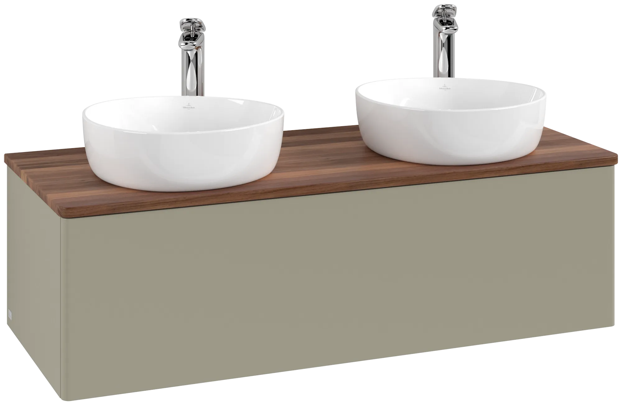 Bild von VILLEROY BOCH Antao Waschbeckenunterschrank, 1 Auszug, 1200 x 360 x 500 mm, Front ohne Struktur, Stone Grey Matt Lacquer / Warm Walnut #K35052HK