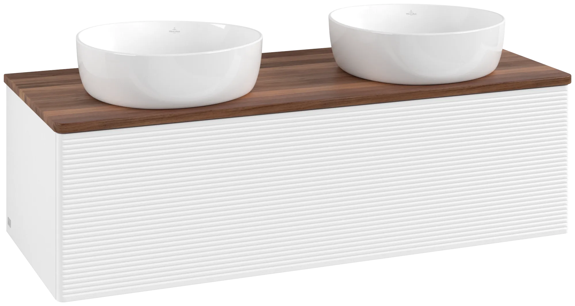 Bild von VILLEROY BOCH Antao Waschbeckenunterschrank, 1 Auszug, 1200 x 360 x 500 mm, Front mit Struktur, White Matt Lacquer / Warm Walnut #K35112MT