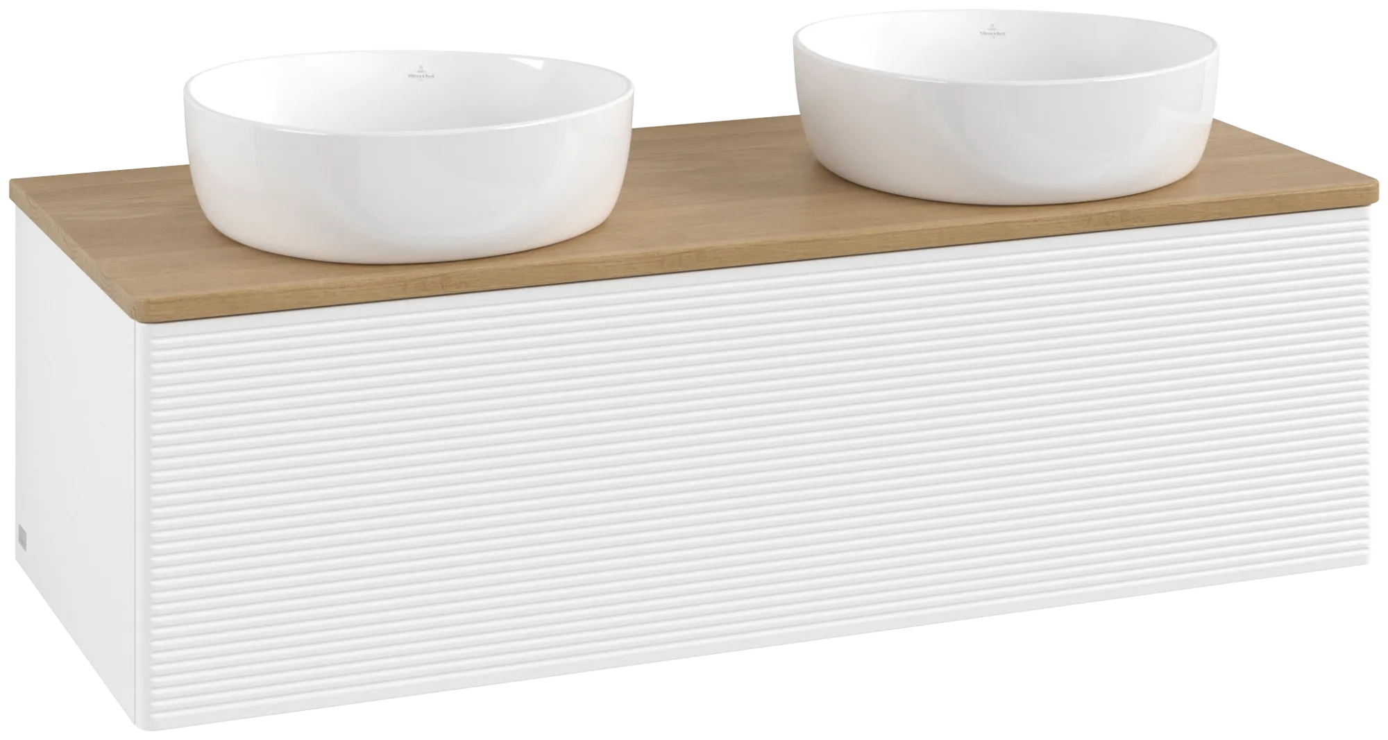 Bild von VILLEROY BOCH Antao Waschbeckenunterschrank, 1 Auszug, 1200 x 360 x 500 mm, Front mit Struktur, White Matt Lacquer / Honey Oak #K35111MT