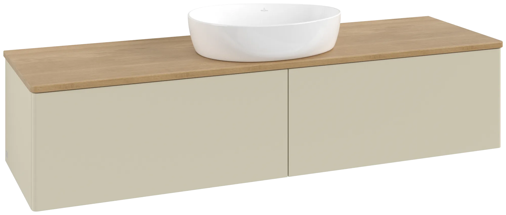 Bild von VILLEROY BOCH Antao Waschbeckenunterschrank, 2 Auszüge, 1600 x 360 x 500 mm, Front ohne Struktur, Silk Grey Matt Lacquer / Honey Oak #K36011HJ
