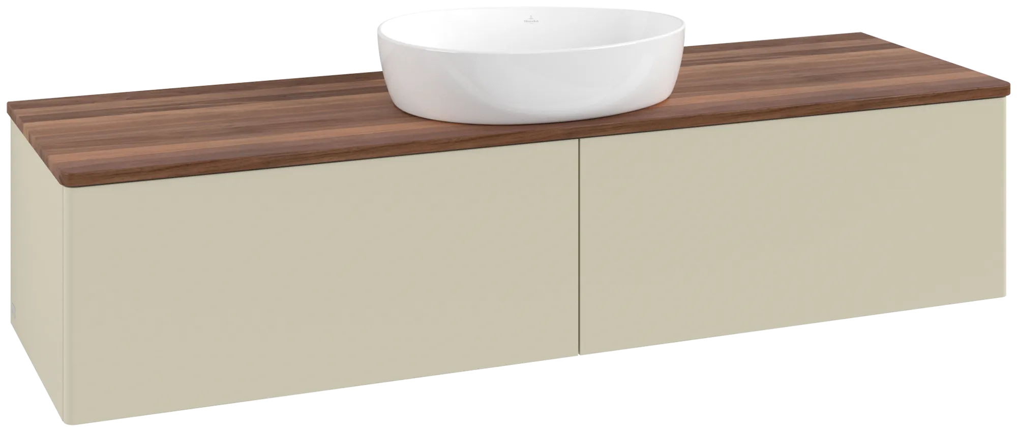 Bild von VILLEROY BOCH Antao Waschbeckenunterschrank, 2 Auszüge, 1600 x 360 x 500 mm, Front ohne Struktur, Silk Grey Matt Lacquer / Warm Walnut #K36012HJ