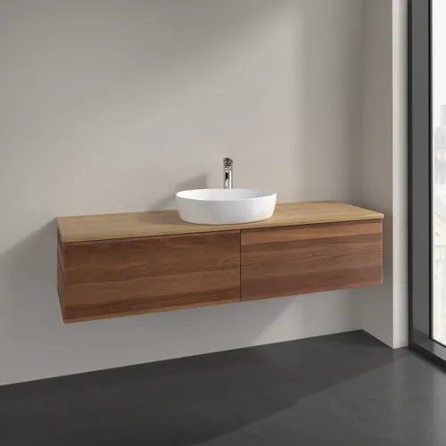 Bild von VILLEROY BOCH Antao Waschbeckenunterschrank, 2 Auszüge, 1600 x 360 x 500 mm, Front ohne Struktur, Warm Walnut / Honey Oak #K36051HM