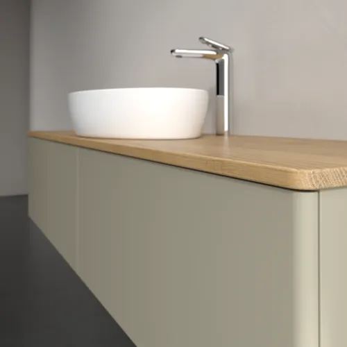 Bild von VILLEROY BOCH Antao Waschbeckenunterschrank, 2 Auszüge, 1600 x 360 x 500 mm, Front ohne Struktur, Stone Grey Matt Lacquer / Honey Oak #K36051HK
