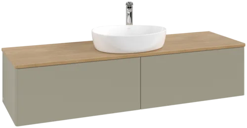 Bild von VILLEROY BOCH Antao Waschbeckenunterschrank, 2 Auszüge, 1600 x 360 x 500 mm, Front ohne Struktur, Stone Grey Matt Lacquer / Honey Oak #K36051HK
