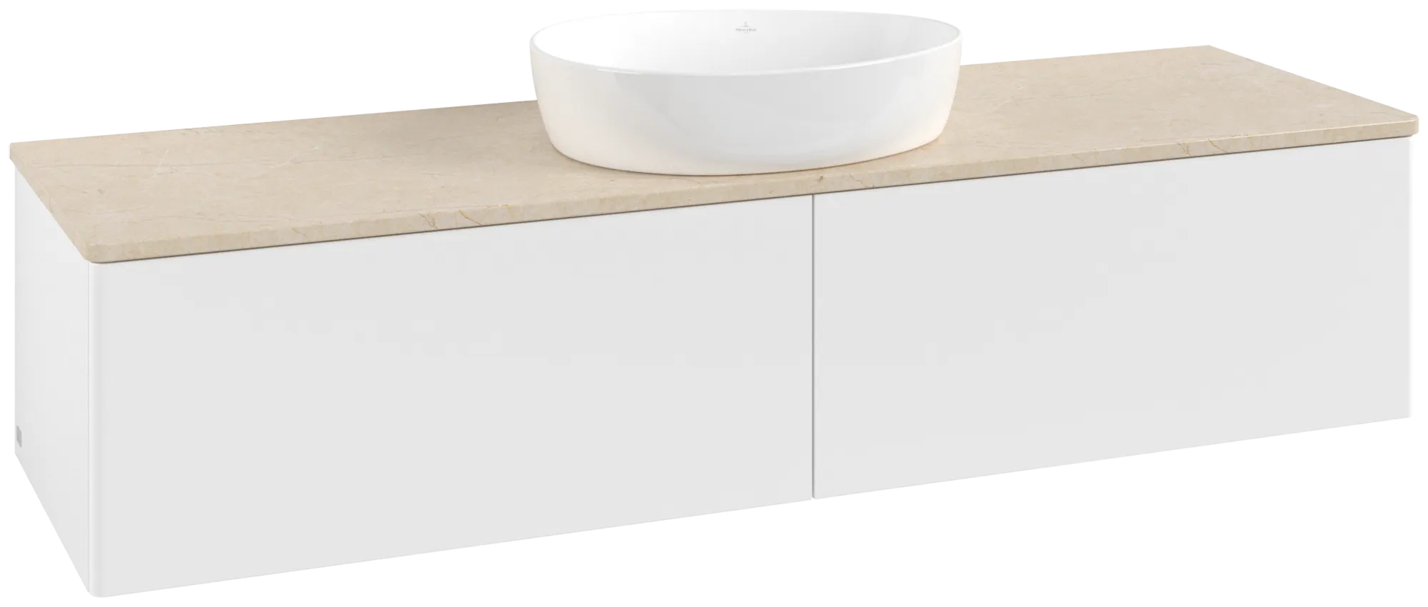 Bild von VILLEROY BOCH Antao Waschbeckenunterschrank, 2 Auszüge, 1600 x 360 x 500 mm, Front ohne Struktur, White Matt Lacquer / Botticino #K36013MT