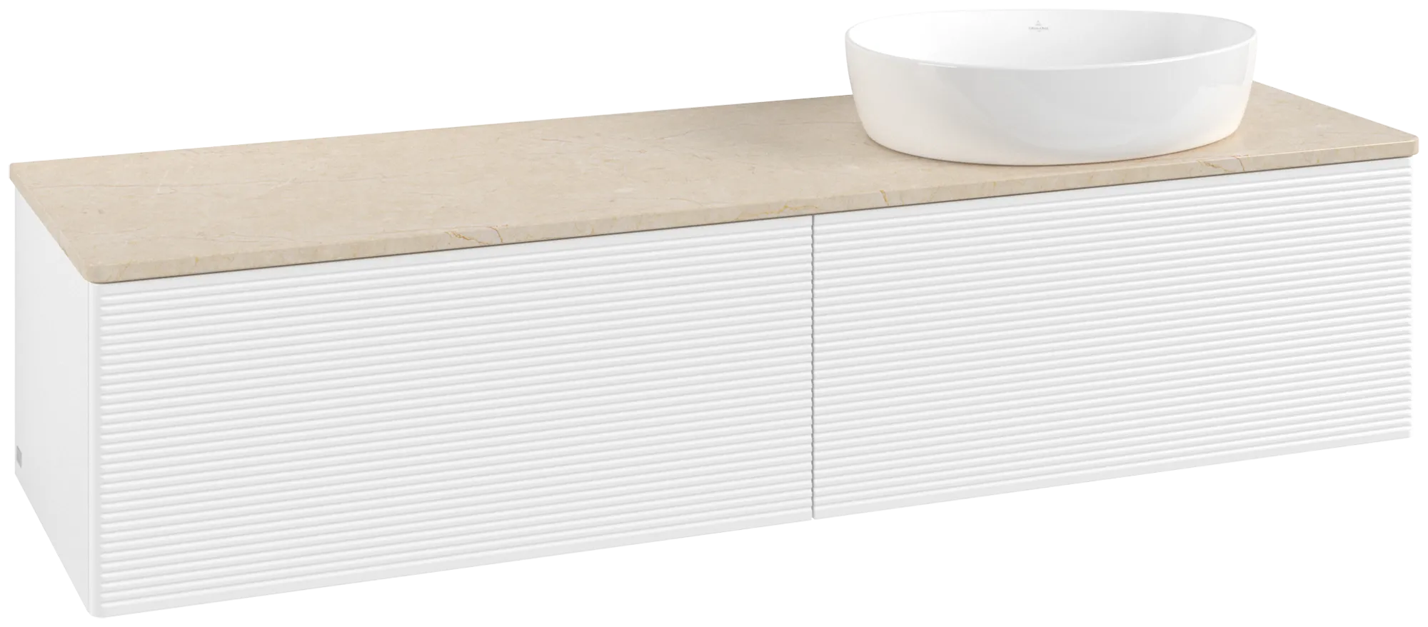 Bild von VILLEROY BOCH Antao Waschbeckenunterschrank, 2 Auszüge, 1600 x 360 x 500 mm, Front mit Struktur, White Matt Lacquer / Botticino #K38113MT