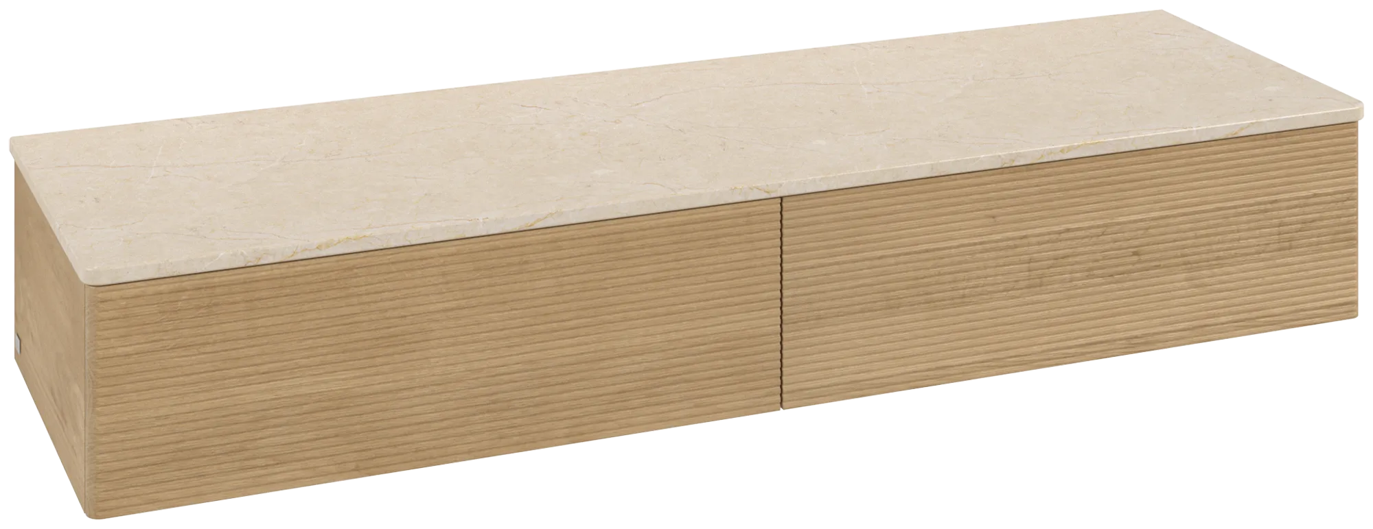 Bild von VILLEROY BOCH Antao Sideboard, 2 Auszüge, 1600 x 268 x 500 mm, Front mit Struktur, Honey Oak / Botticino #K42103HN