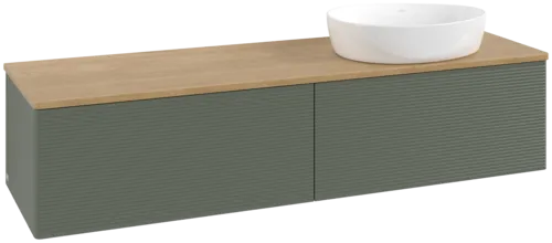 Obrázek VILLEROY BOCH Antao Vanity unit, 2 pull-out compartments, 1600 x 360 x 500 mm, Front with grain texture, Leaf Green Matt Lacquer / Honey Oak #K38111HL