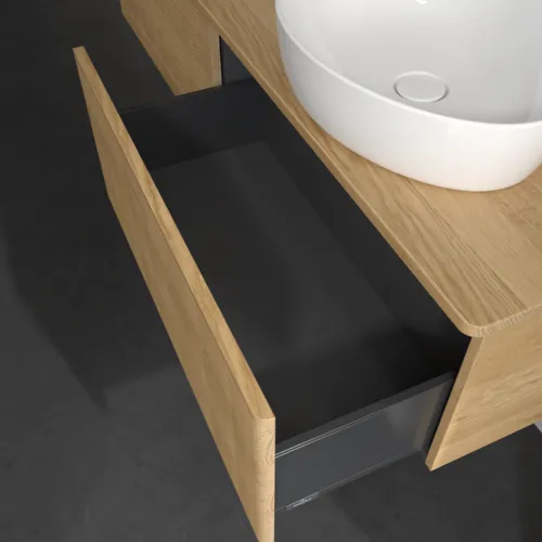 Bild von VILLEROY BOCH Antao Waschbeckenunterschrank, 2 Auszüge, 1600 x 360 x 500 mm, Front mit Struktur, Honey Oak / Honey Oak #K38111HN