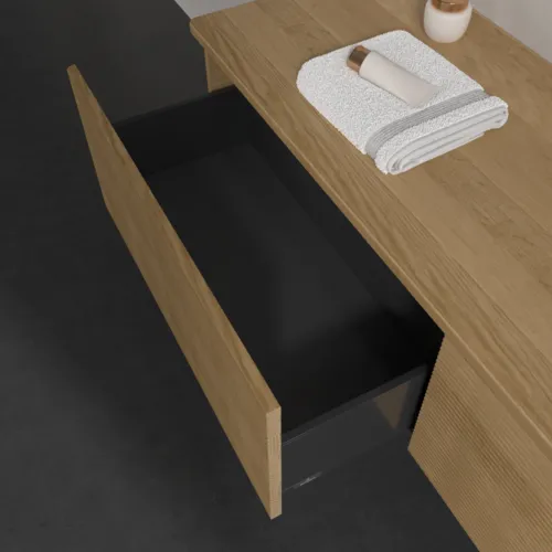 Bild von VILLEROY BOCH Antao Waschbeckenunterschrank, 2 Auszüge, 1600 x 360 x 500 mm, Front mit Struktur, Honey Oak / Honey Oak #K38111HN