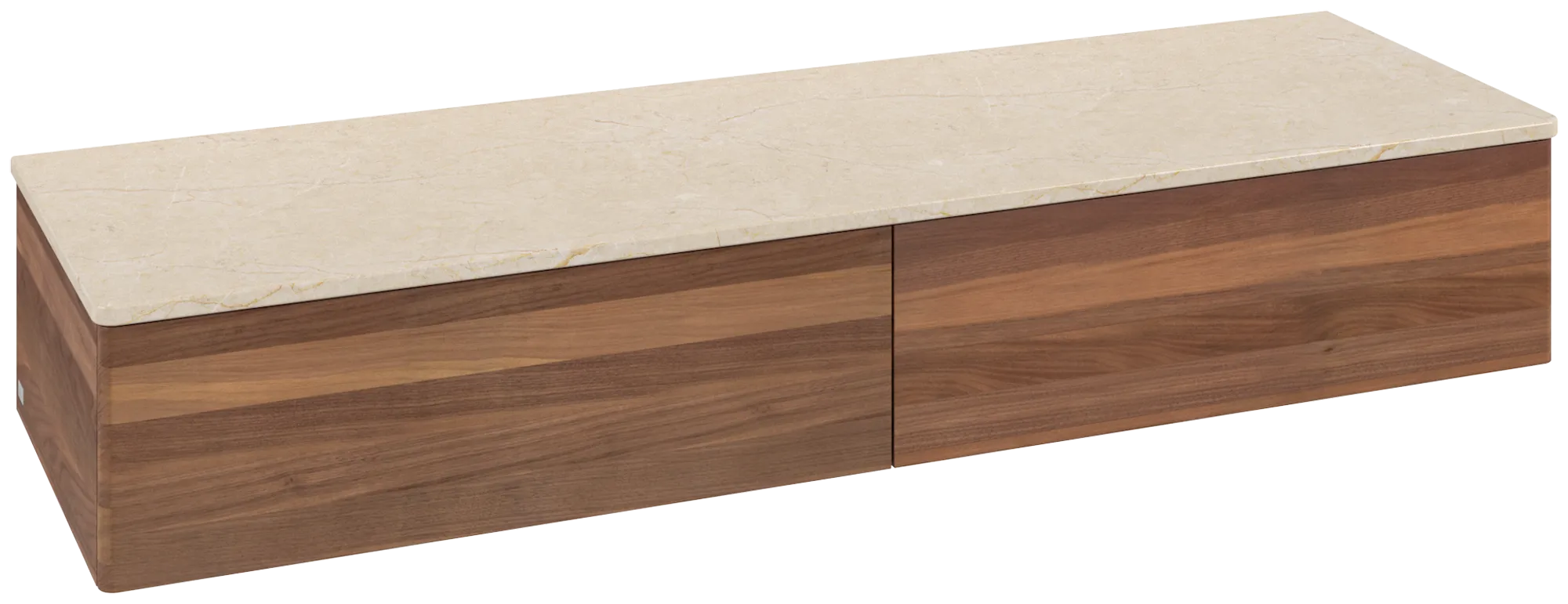 Bild von VILLEROY BOCH Antao Sideboard, 2 Auszüge, 1600 x 268 x 500 mm, Front ohne Struktur, Warm Walnut / Botticino #K42003HM