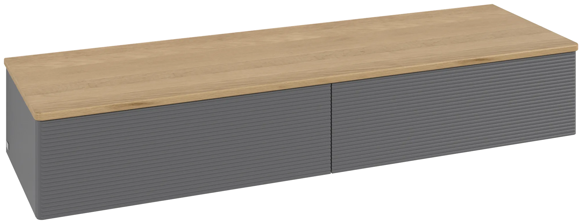 Bild von VILLEROY BOCH Antao Sideboard, 2 Auszüge, 1600 x 268 x 500 mm, Front mit Struktur, Anthracite Matt Lacquer / Honey Oak #K42101GK