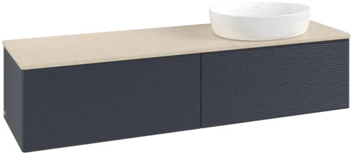 Bild von VILLEROY BOCH Antao Waschbeckenunterschrank, 2 Auszüge, 1600 x 360 x 500 mm, Front mit Struktur, Midnight Blue Matt Lacquer / Botticino #K38113HG