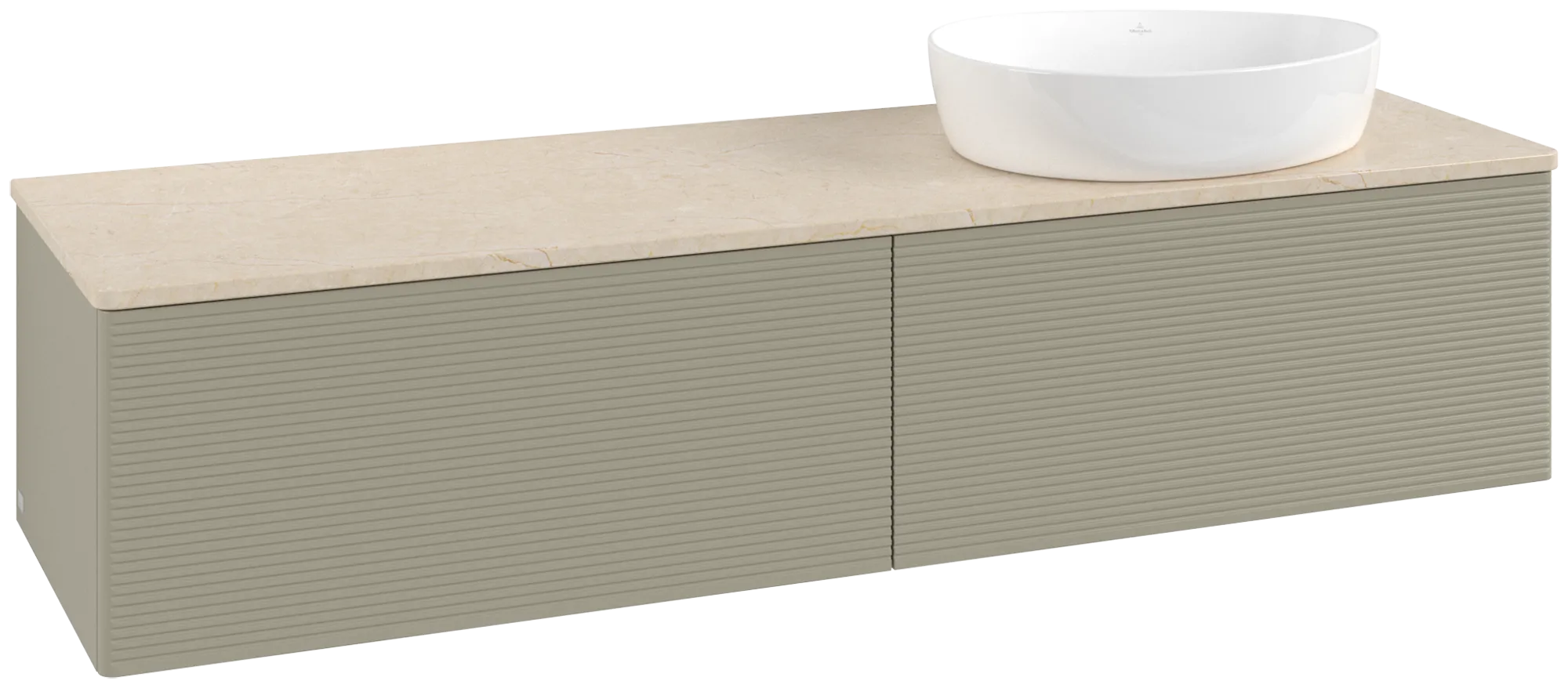 Bild von VILLEROY BOCH Antao Waschbeckenunterschrank, 2 Auszüge, 1600 x 360 x 500 mm, Front mit Struktur, Stone Grey Matt Lacquer / Botticino #K38113HK