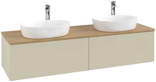 Obrázek VILLEROY BOCH Antao Vanity unit, 2 pull-out compartments, 1600 x 360 x 500 mm, Front without structure, Silk Grey Matt Lacquer / Honey Oak #K39051HJ
