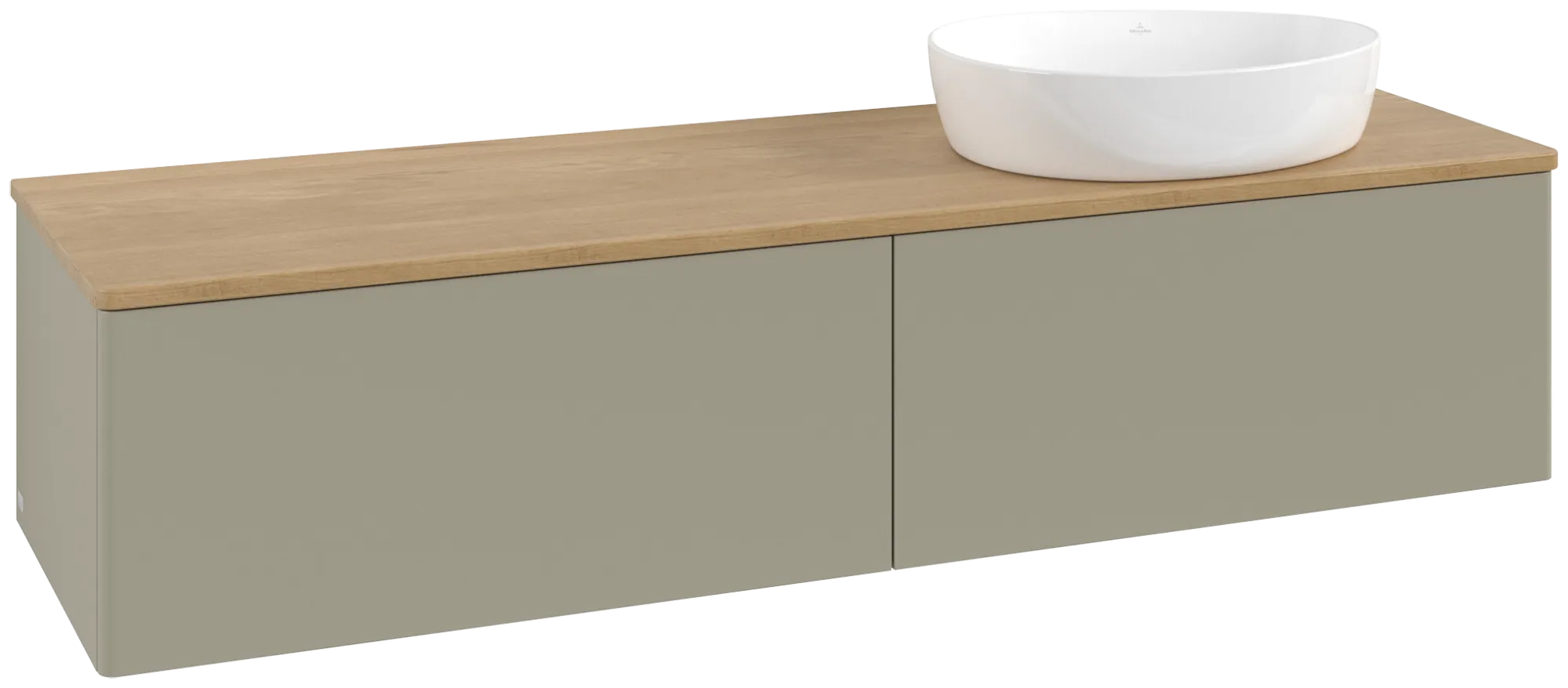 Bild von VILLEROY BOCH Antao Waschbeckenunterschrank, 2 Auszüge, 1600 x 360 x 500 mm, Front ohne Struktur, Stone Grey Matt Lacquer / Honey Oak #K38011HK