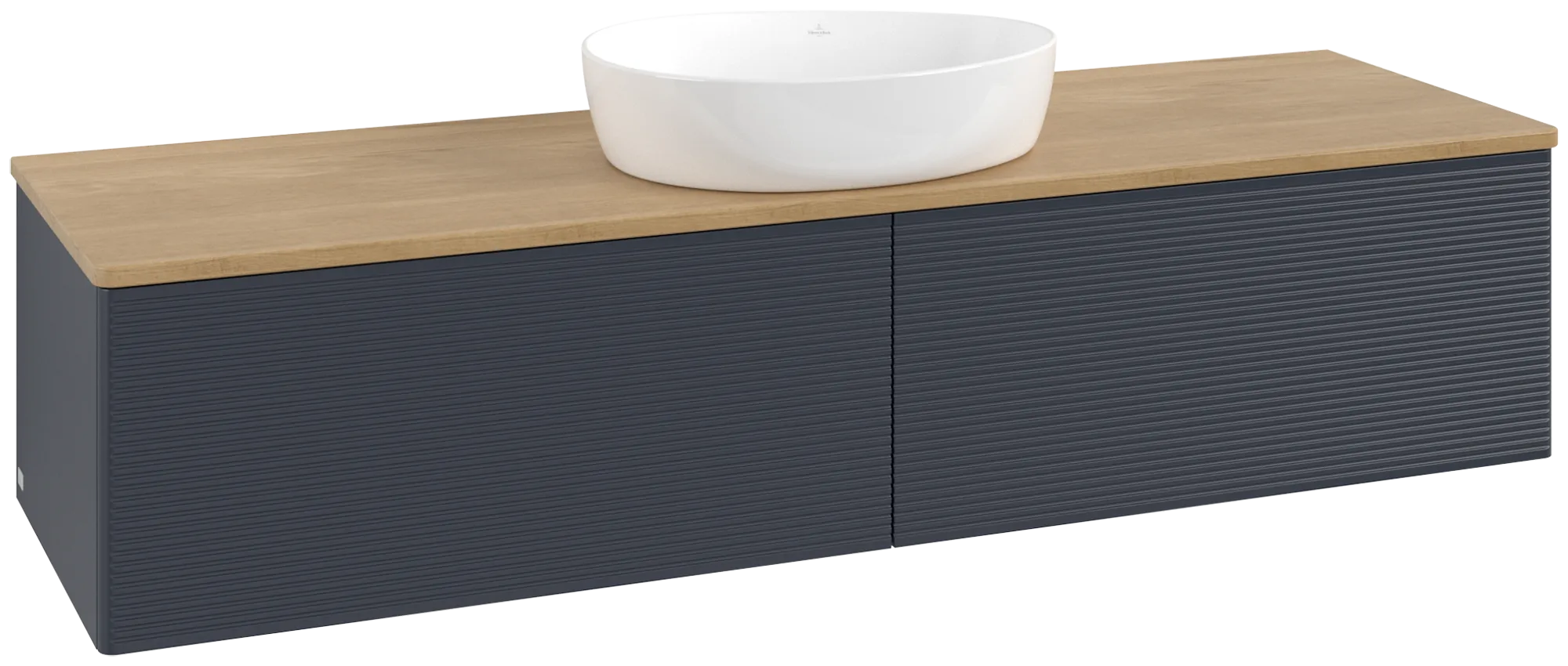Bild von VILLEROY BOCH Antao Waschbeckenunterschrank, 2 Auszüge, 1600 x 360 x 500 mm, Front mit Struktur, Midnight Blue Matt Lacquer / Honey Oak #K36111HG