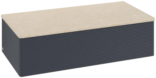 Bild von VILLEROY BOCH Antao Sideboard, 1 Auszug, 1000 x 268 x 500 mm, Front mit Struktur, Midnight Blue Matt Lacquer / Botticino #K40103HG