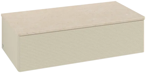 Bild von VILLEROY BOCH Antao Sideboard, 1 Auszug, 1000 x 268 x 500 mm, Front mit Struktur, Silk Grey Matt Lacquer / Botticino #K40103HJ