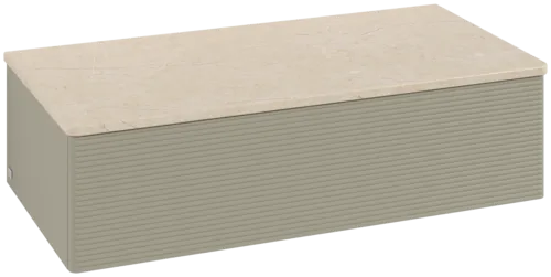 Bild von VILLEROY BOCH Antao Sideboard, 1 Auszug, 1000 x 268 x 500 mm, Front mit Struktur, Stone Grey Matt Lacquer / Botticino #K40103HK