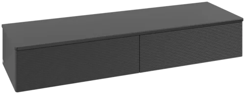 Bild von VILLEROY BOCH Antao Sideboard, 2 Auszüge, 1600 x 268 x 500 mm, Front mit Struktur, Black Matt Lacquer / Black Matt Lacquer #K42100PD