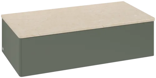 Picture of VILLEROY BOCH Antao Sideboard, 1 pull-out compartment, 1000 x 268 x 500 mm, Front without structure, Leaf Green Matt Lacquer / Botticino #K40003HL