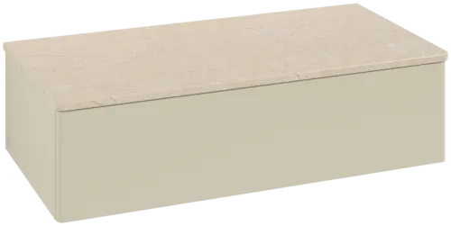 Picture of VILLEROY BOCH Antao Sideboard, 1 pull-out compartment, 1000 x 268 x 500 mm, Front without structure, Silk Grey Matt Lacquer / Botticino #K40003HJ