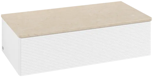 Bild von VILLEROY BOCH Antao Sideboard, 1 Auszug, 1000 x 268 x 500 mm, Front mit Struktur, White Matt Lacquer / Botticino #K40103MT