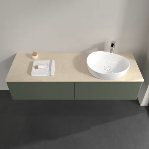 Obrázek VILLEROY BOCH Antao Vanity unit, 2 pull-out compartments, 1600 x 360 x 500 mm, Front without structure, Leaf Green Matt Lacquer / Botticino #K38053HL