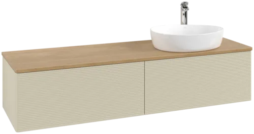 Bild von VILLEROY BOCH Antao Waschbeckenunterschrank, 2 Auszüge, 1600 x 360 x 500 mm, Front mit Struktur, Silk Grey Matt Lacquer / Honey Oak #K38151HJ