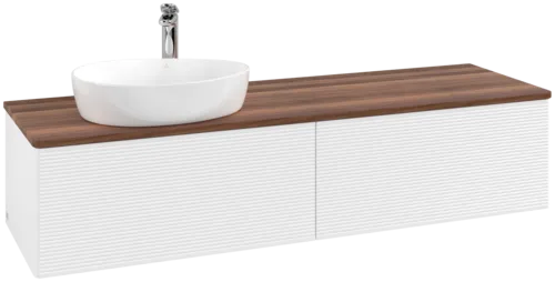 Bild von VILLEROY BOCH Antao Waschbeckenunterschrank, 2 Auszüge, 1600 x 360 x 500 mm, Front mit Struktur, White Matt Lacquer / Warm Walnut #K37152MT