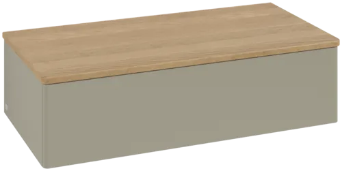 Picture of VILLEROY BOCH Antao Sideboard, 1 pull-out compartment, 1000 x 268 x 500 mm, Front without structure, Stone Grey Matt Lacquer / Honey Oak #K40001HK