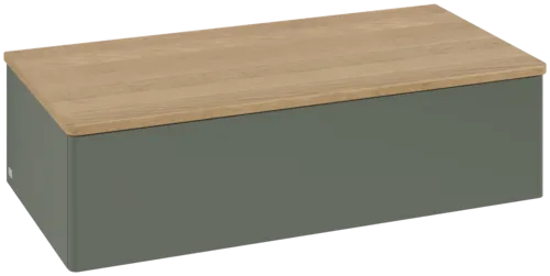 Picture of VILLEROY BOCH Antao Sideboard, 1 pull-out compartment, 1000 x 268 x 500 mm, Front without structure, Leaf Green Matt Lacquer / Honey Oak #K40001HL