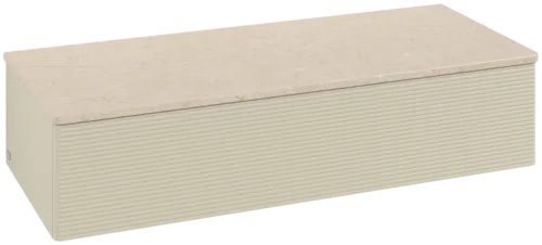 Bild von VILLEROY BOCH Antao Sideboard, 1 Auszug, 1200 x 268 x 500 mm, Front mit Struktur, Silk Grey Matt Lacquer / Botticino #K41103HJ