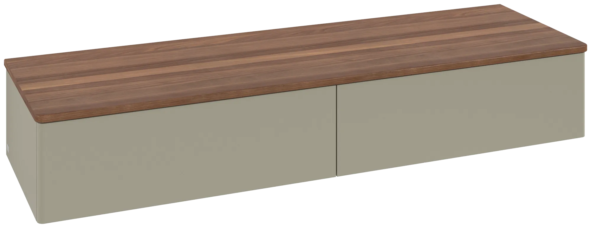 Bild von VILLEROY BOCH Antao Sideboard, 2 Auszüge, 1600 x 268 x 500 mm, Front ohne Struktur, Stone Grey Matt Lacquer / Warm Walnut #K42002HK