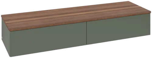 Bild von VILLEROY BOCH Antao Sideboard, 2 Auszüge, 1600 x 268 x 500 mm, Front ohne Struktur, Leaf Green Matt Lacquer / Warm Walnut #K42002HL
