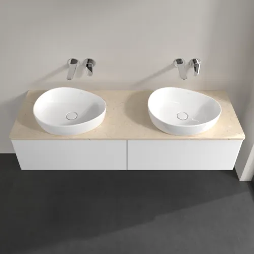 Picture of VILLEROY BOCH Antao Vanity unit, 2 pull-out compartments, 1600 x 360 x 500 mm, Front without structure, White Matt Lacquer / Botticino #K39013MT