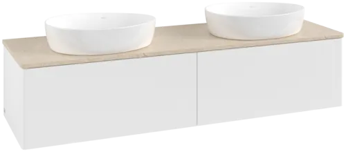 Bild von VILLEROY BOCH Antao Waschbeckenunterschrank, 2 Auszüge, 1600 x 360 x 500 mm, Front ohne Struktur, White Matt Lacquer / Botticino #K39013MT