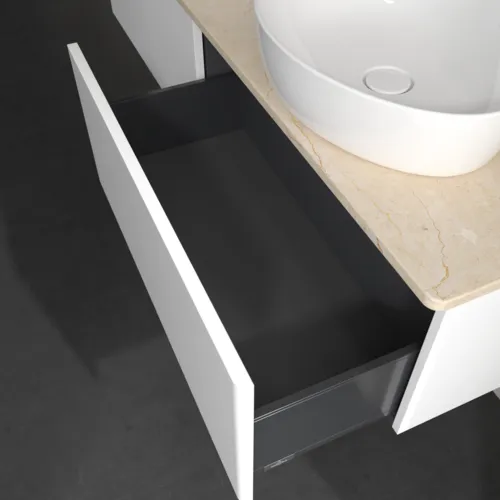 Picture of VILLEROY BOCH Antao Vanity unit, 2 pull-out compartments, 1600 x 360 x 500 mm, Front without structure, White Matt Lacquer / Botticino #K39013MT