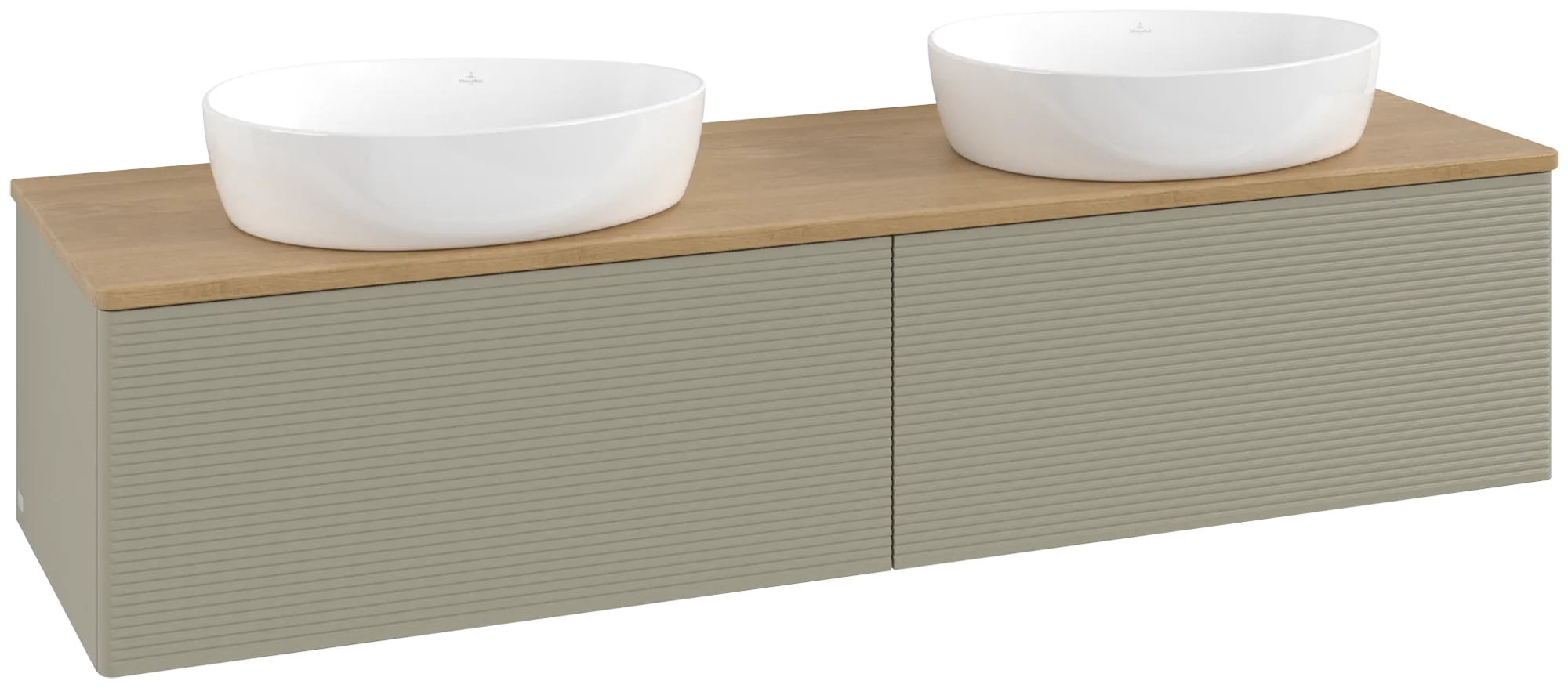 Bild von VILLEROY BOCH Antao Waschbeckenunterschrank, 2 Auszüge, 1600 x 360 x 500 mm, Front mit Struktur, Stone Grey Matt Lacquer / Honey Oak #K39111HK