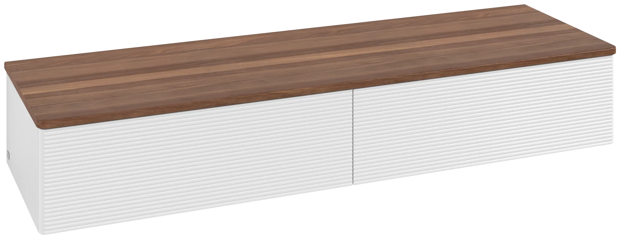 Bild von VILLEROY BOCH Antao Sideboard, 2 Auszüge, 1600 x 268 x 500 mm, Front mit Struktur, Glossy White Lacquer / Warm Walnut #K42102GF