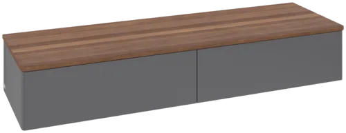 Bild von VILLEROY BOCH Antao Sideboard, 2 Auszüge, 1600 x 268 x 500 mm, Front ohne Struktur, Anthracite Matt Lacquer / Warm Walnut #K42002GK