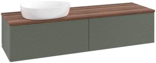 Bild von VILLEROY BOCH Antao Waschbeckenunterschrank, 2 Auszüge, 1600 x 360 x 500 mm, Front mit Struktur, Leaf Green Matt Lacquer / Warm Walnut #K37112HL