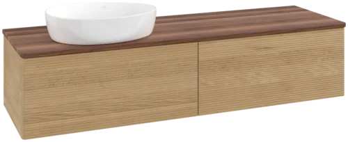 Bild von VILLEROY BOCH Antao Waschbeckenunterschrank, 2 Auszüge, 1600 x 360 x 500 mm, Front mit Struktur, Honey Oak / Warm Walnut #K37112HN
