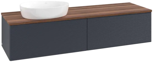 Bild von VILLEROY BOCH Antao Waschbeckenunterschrank, 2 Auszüge, 1600 x 360 x 500 mm, Front mit Struktur, Midnight Blue Matt Lacquer / Warm Walnut #K37112HG