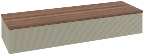 Bild von VILLEROY BOCH Antao Sideboard, 2 Auszüge, 1600 x 268 x 500 mm, Front mit Struktur, Stone Grey Matt Lacquer / Warm Walnut #K42102HK
